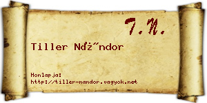 Tiller Nándor névjegykártya